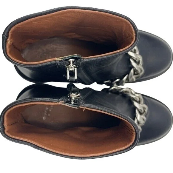 GIVENCHY Womens (6) Leather Chain Moto Combat Ankle Zip Boot Grunge Y2K Bag - Picture 8 of 12